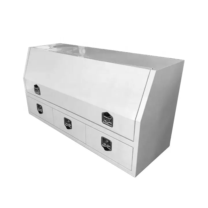 White powder coated toolbox with 3 drawers aluminum tool chest box ute canopy